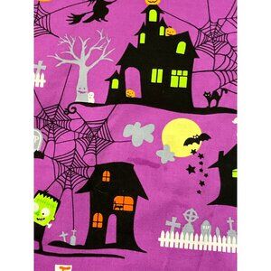 Halloween ScrubStar Scrub Top - Spooky Purple Print XL